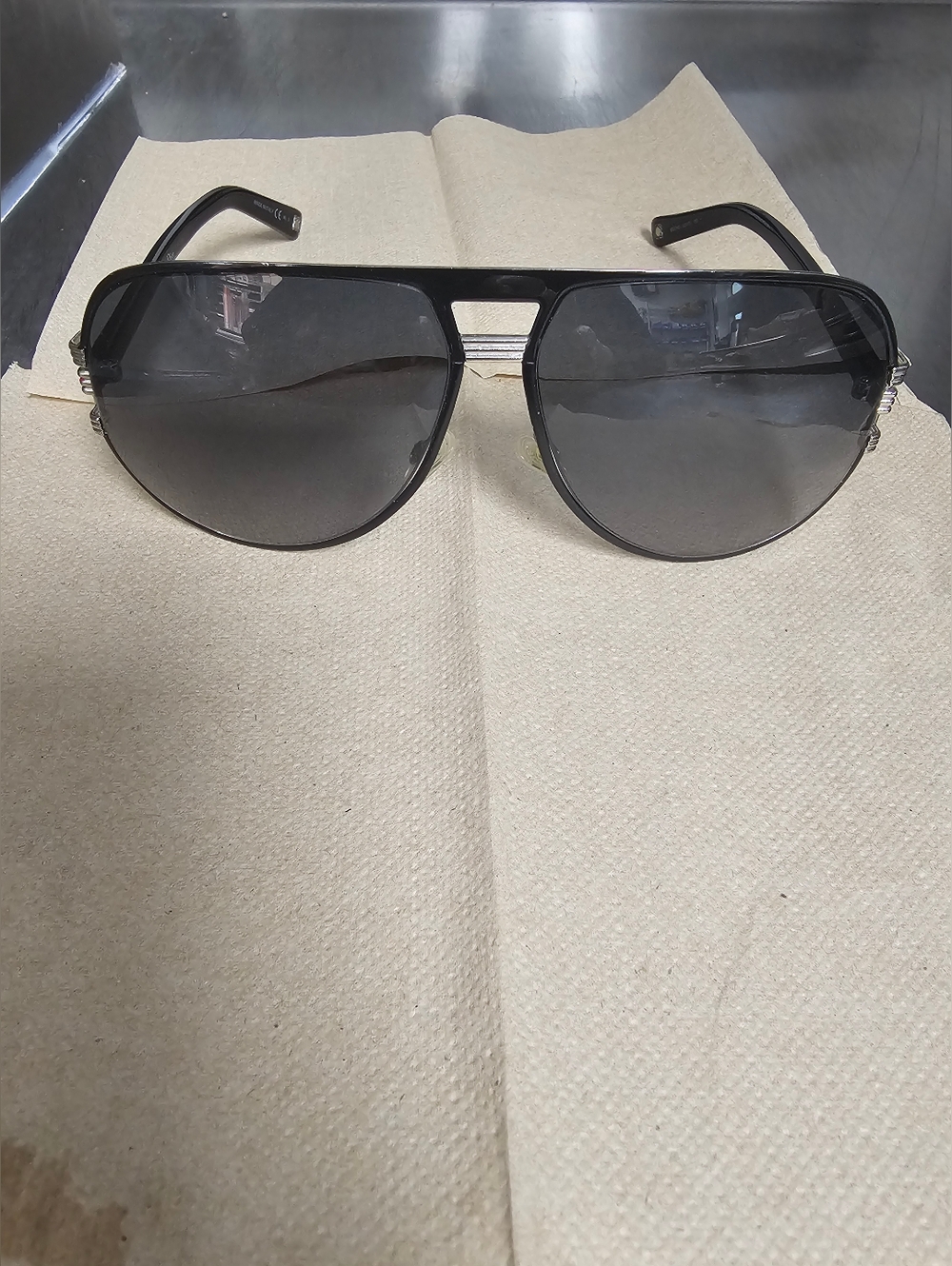 Dior Black Sunglasses with Green and Red Accents